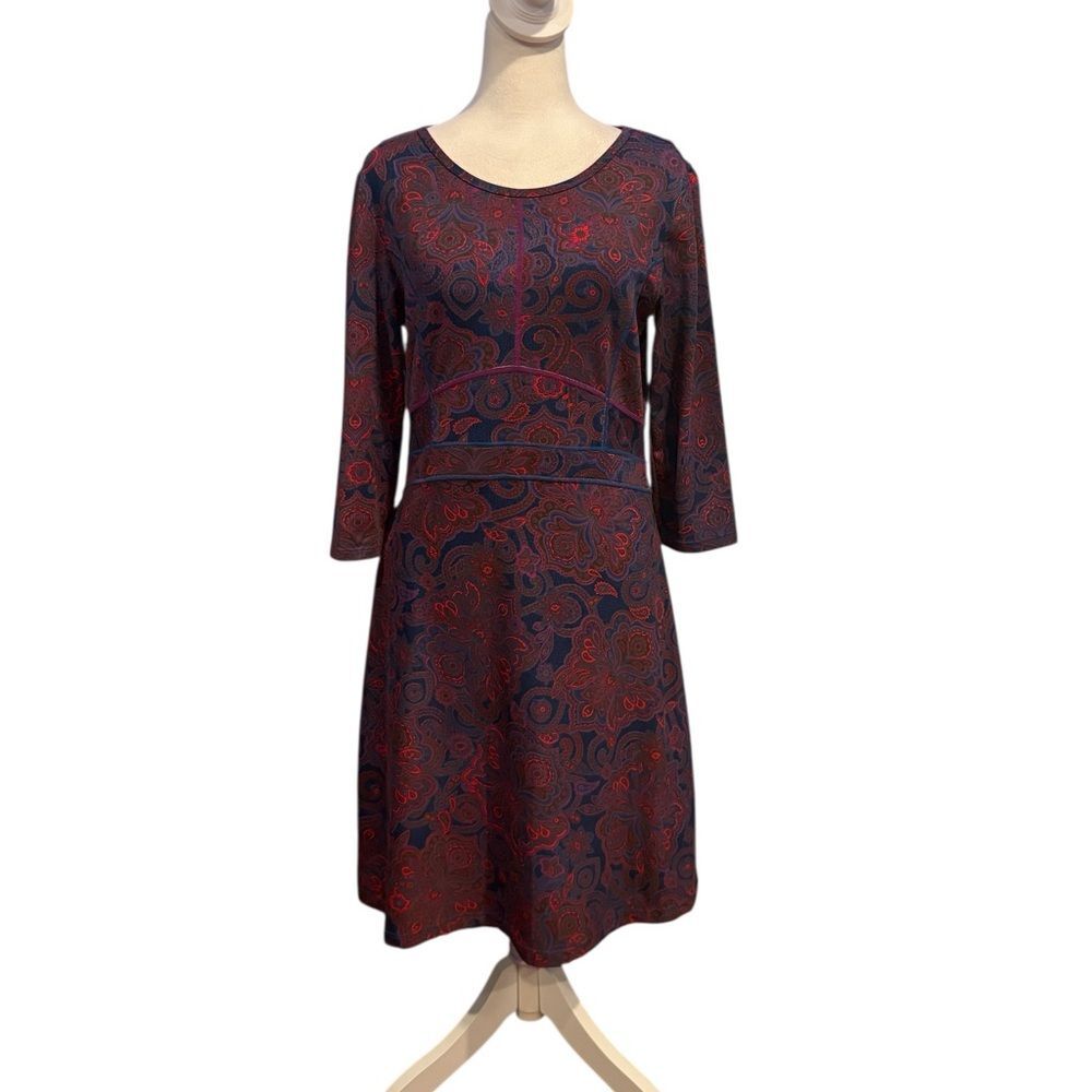 Title Nine Paisley Dream Dress 3/4 Sleeve Packable Travel Womens Medium Purple